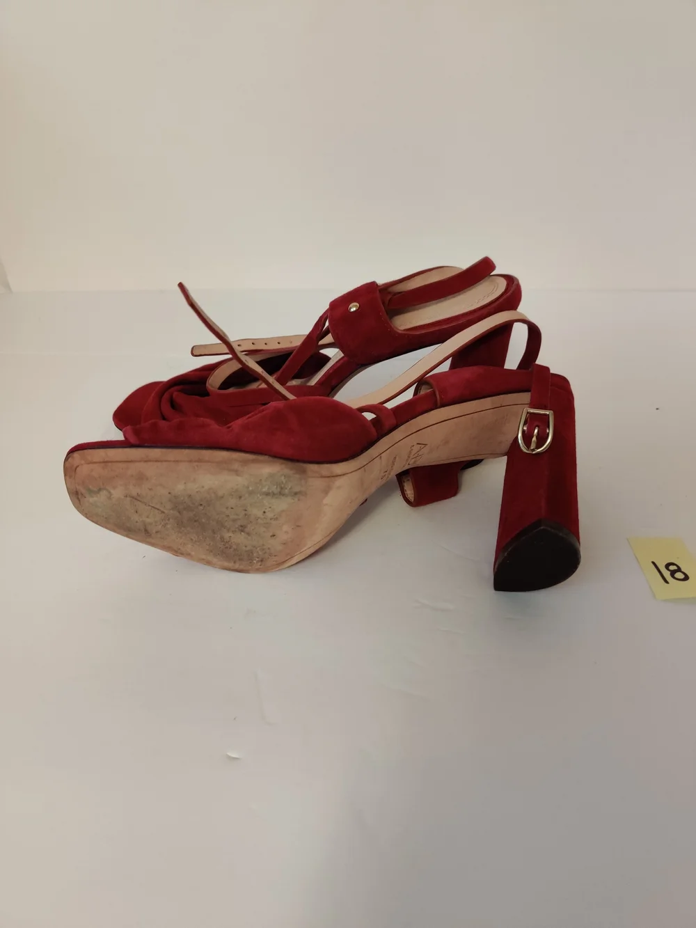 AD & Daughters Red Suede Knot Front Strappy Sandals 7.5